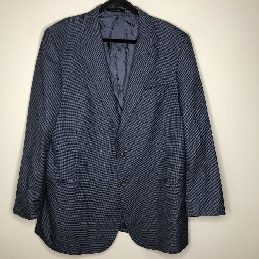 Jos A Bank Men's 48 Long Blue Silk Wool Blend Two Button Single Vent Sport Coat